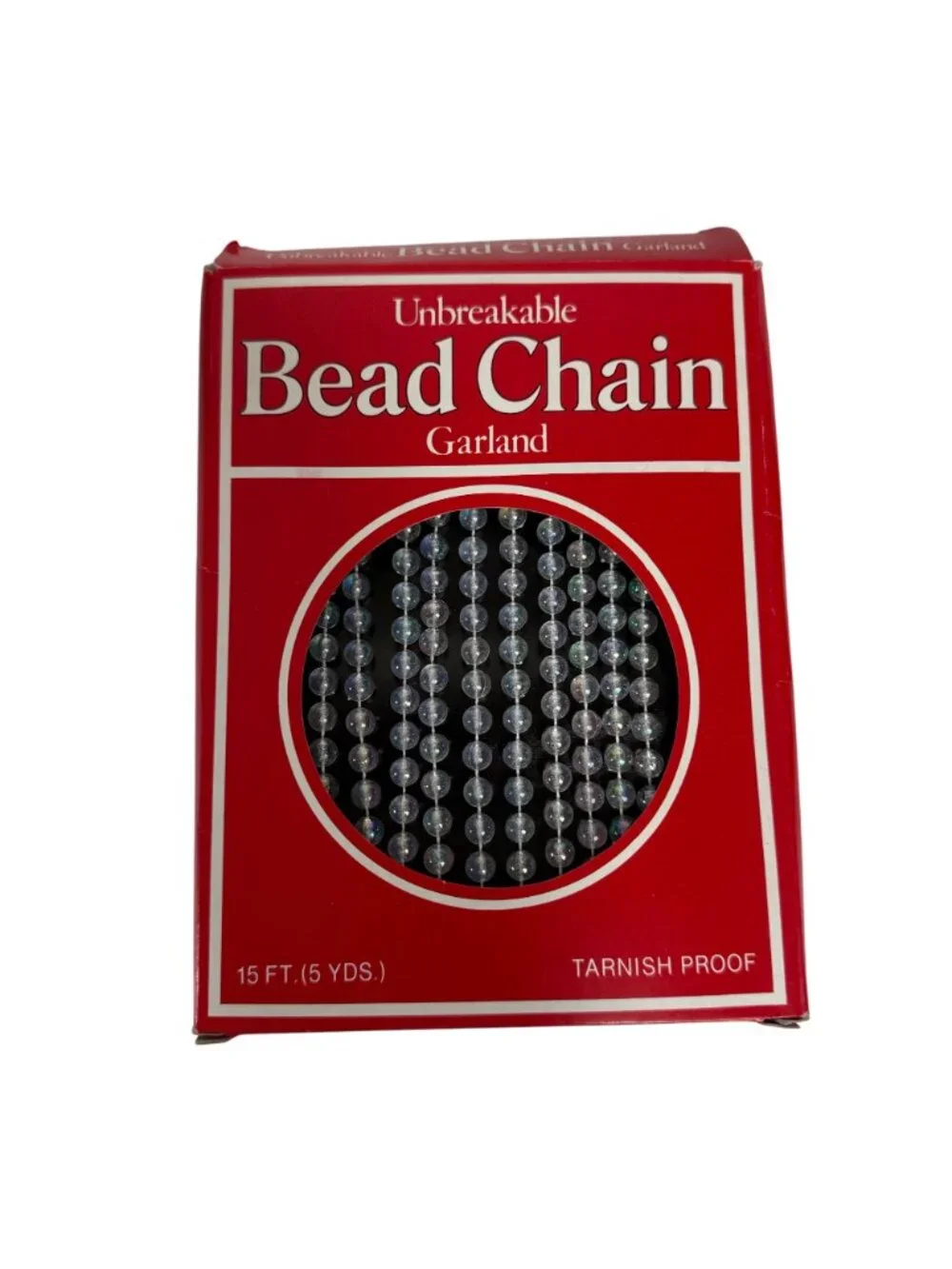 Christmas Clear Iridescent Garland Bead Chain Set 7 Vtg Retro Holiday Home Decor